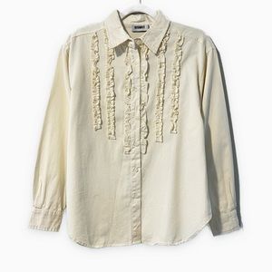 Vintage 80s 90s | Gitano | Ruffle Bib Button Front Cotton Shirt